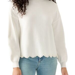 Crown & Ivy Cream Sweater with Pearl Details